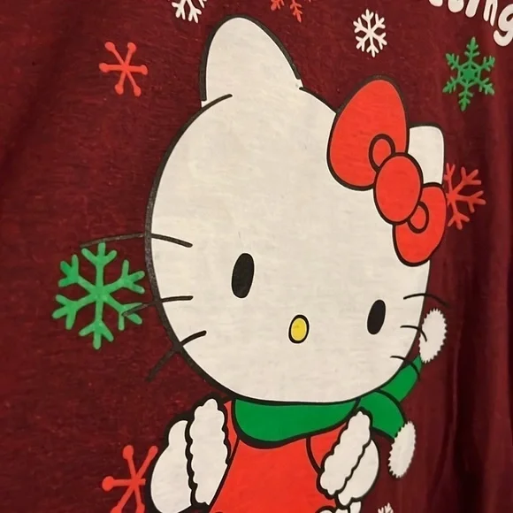 SANRIO Hello Kitty Christmas Shirt Season's Greetings - Picture 2 of 4